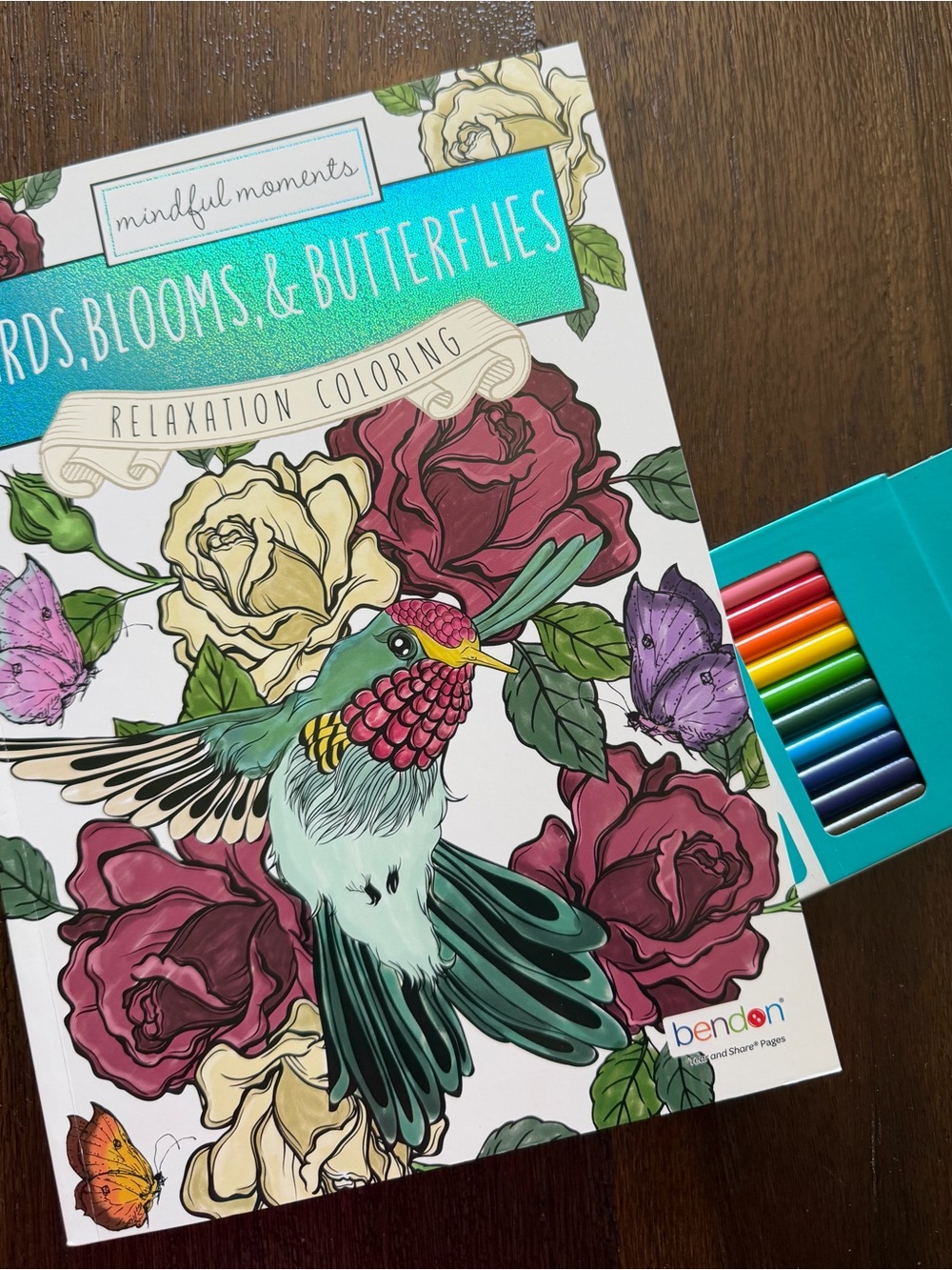"Birds, Blooms & Butterflies" Coloring Book - Includes 12pk Colored Pencils